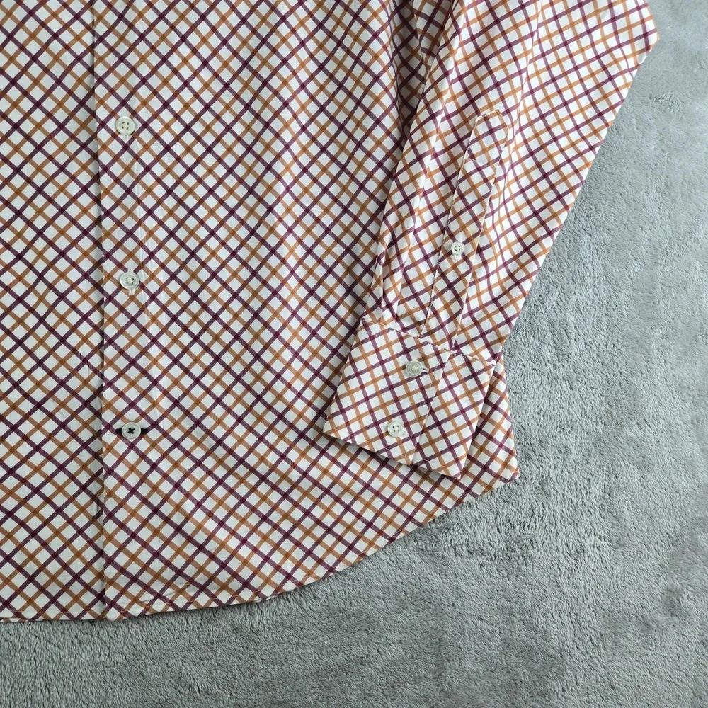 Vintage Banana Republic Shirt Mens Small 14/14.5 White Orange Burgundy Checkered